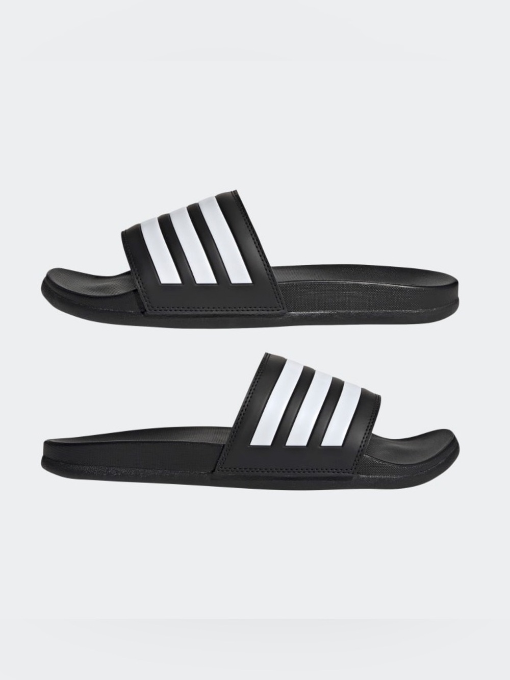 NWOT adidas Adilette Comfort Slide Sandals Black w/White Stripes size YOUTH 5